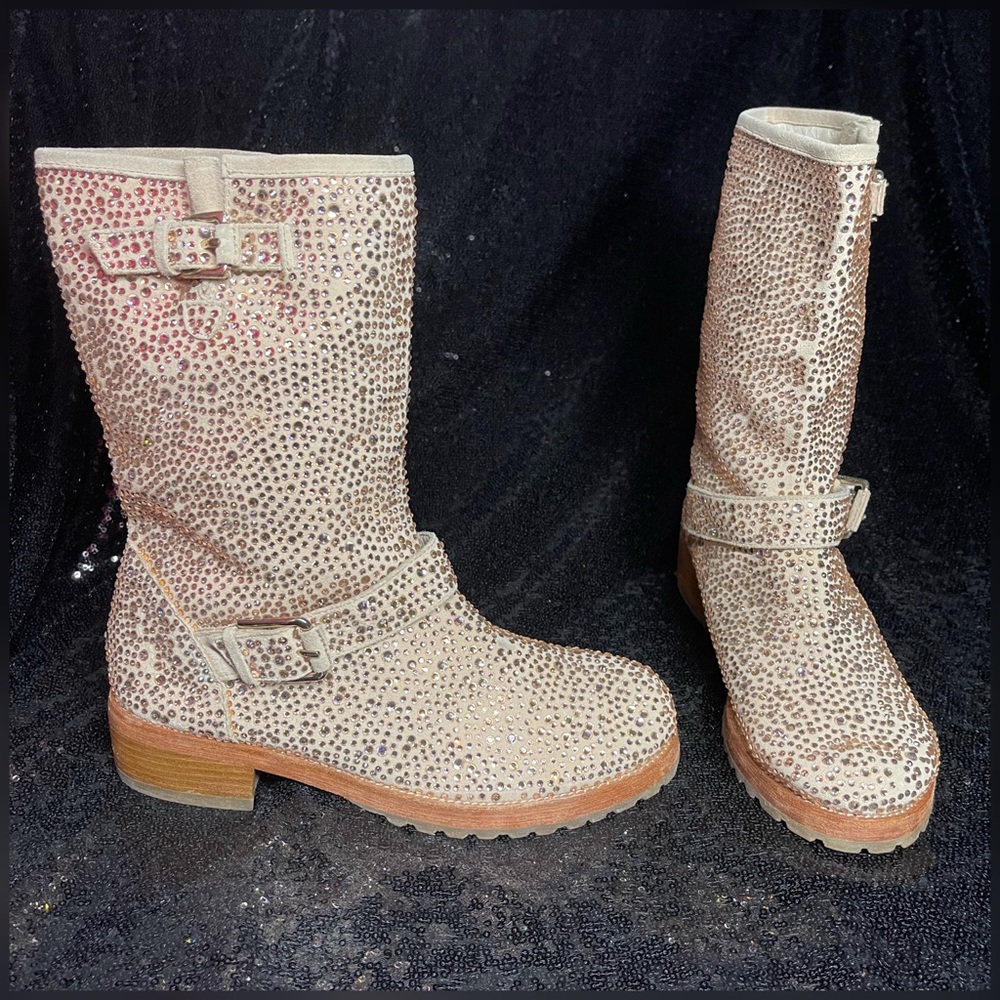 ZiGiny Angel Beige Swarovski Crystal Boots
